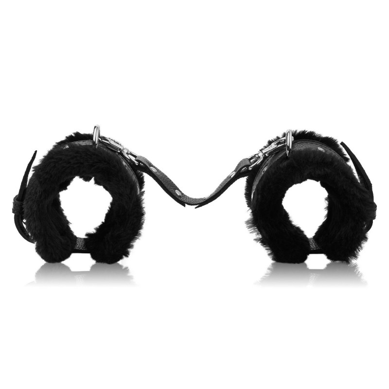 Skórzane kajdanki z futerkiem handcuffs SESSUALE 33S01U