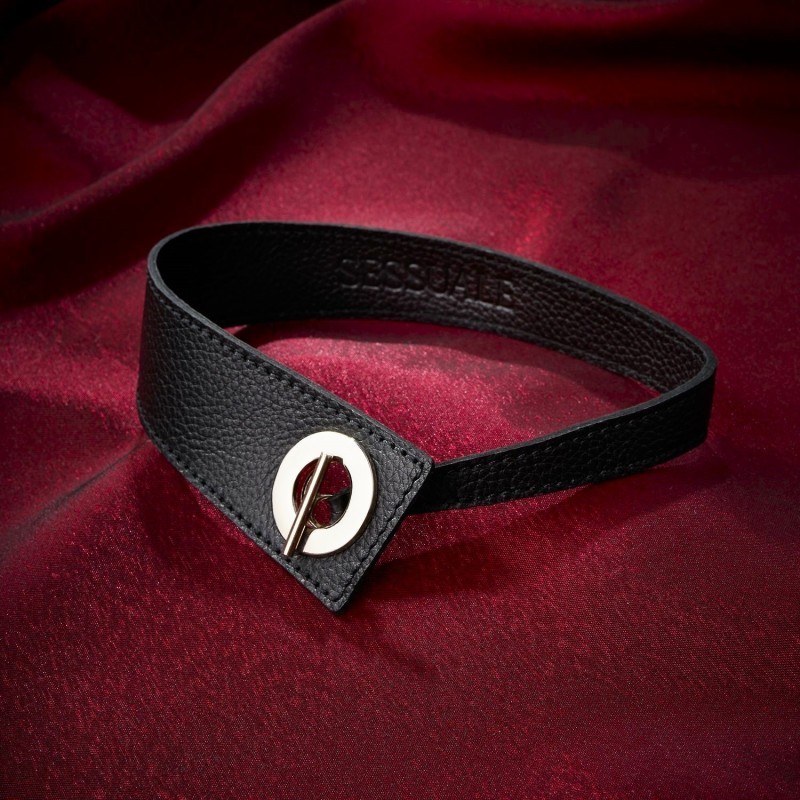 Skórzana obroża czarna kołnierzyk choker collar SESSUALE 35S01U
