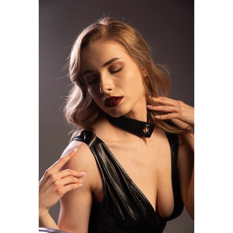 Skórzana obroża czarna kołnierzyk choker collar SESSUALE 35S01U